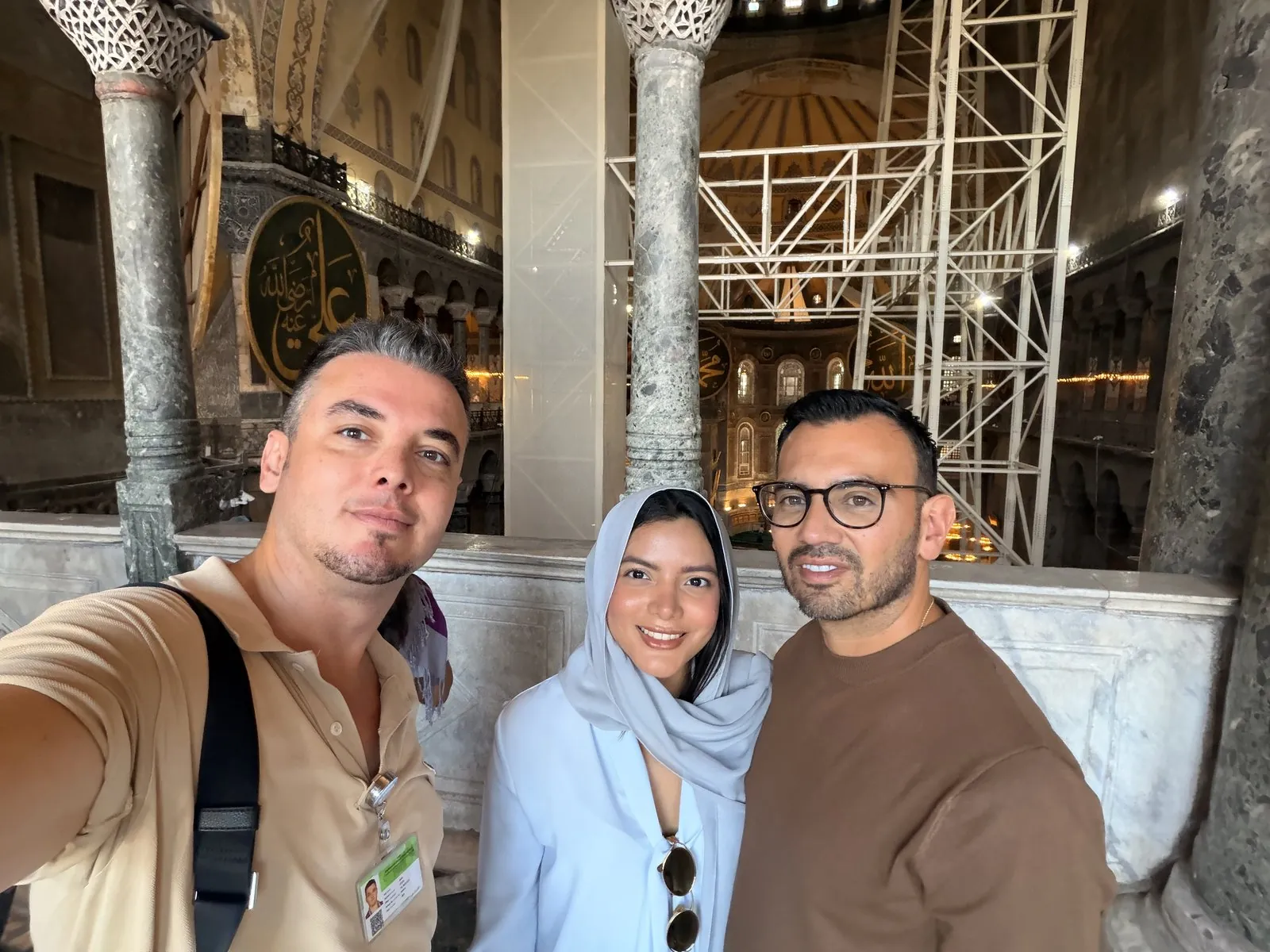 Private tour guests with guide Akın Güzel in the upper gallery of Hagia Sophia, Istanbul